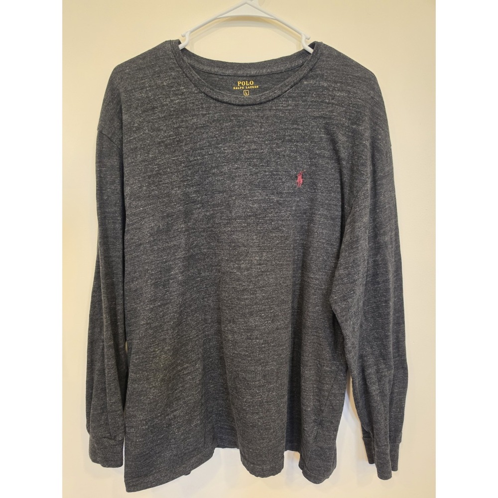 Polo Ralph Lauren Mens L Cotton Crew Neck Pullover Long Sleeve Shirt Classic Fit